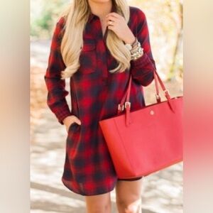 J. Crew Red and Black Plaid Dress